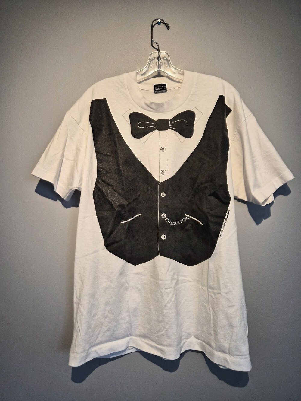 Vintage Midwest Sportswear White & Black Formal Graphic T-Shirt | Size XL